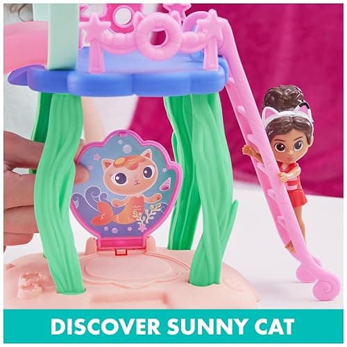 Gabby's Dollhouse, Purr-ific Pool Playset with Gabby and Mercat Figures, Color-Changing Mermaid Tails and Pool Accessories Kids Toys for Ages 3 and Up thumbnail 6
