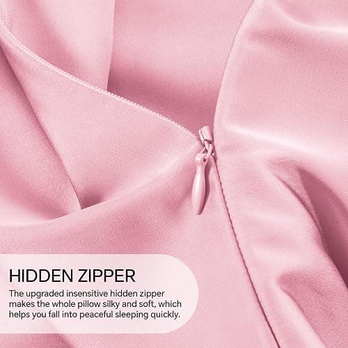 INFIIXSO Mulberry Silk Pillowcase for Hair and Skin, Silk Pillow Cases Standard Size with Hidden Zipper 20x26 Inches, Extraordinary Smooth and Soft Cooling Pillow Cases for Hot Sleepers(Pink, 1 Pack) thumbnail 5