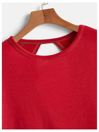 SOLY HUX Women Open Back Tops Workout Backless Tee Casual Athletic Shirts Short Sleeve Oversized Gym T Shirt thumbnail 3