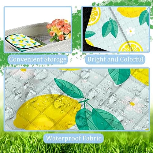 Extra Large Picnic Blanket Waterproof,80"x 80"Foldable Machine Washable Beach Blankets,Outdoor Blanket for 6-8 Adults,Picnic Mat Suitable for Indoor Crawling,Park Beach,Camping,Hiking,Travel(Lemon) thumbnail 5