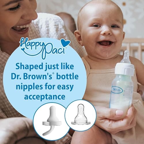 Dr. Brown's HappyPaci 100% Silicone Baby Pacifier, Contoured One-Piece Design, Black/Gray/White, 0-6m, BPA-Free, 3-Pack thumbnail 3