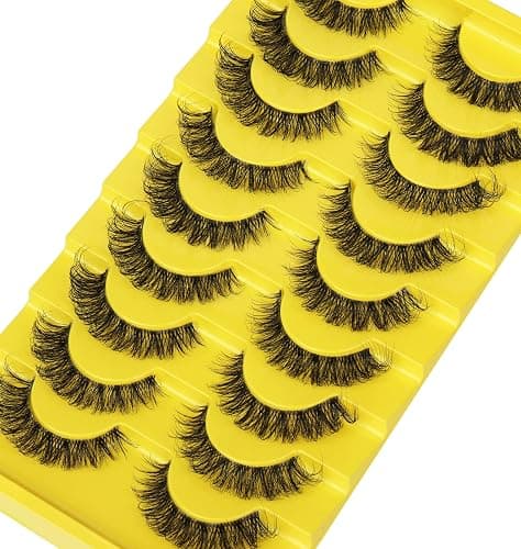 False Eyelashes Russian Strip Lashes D Curl Wispy Natural Look Faux Mink Lashes Like Eyelash Extension Fluffy zanlufly Transparent Band Cat Eye Fake Eyelashes Pack thumbnail 5