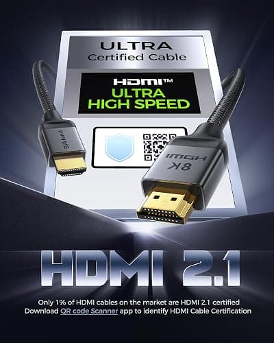 Silkland Certified HDMI 2.1 Cable, [4K@240Hz 144Hz 120Hz, 8K@60Hz] 1440P Ultra High Speed HDMI Cable 48Gbps (Upgrade Braided), HDR10+, eARC, HDCP 2.3, Compatible for Xbox/PS5/PS4/Roku TV-6.6ft thumbnail 2