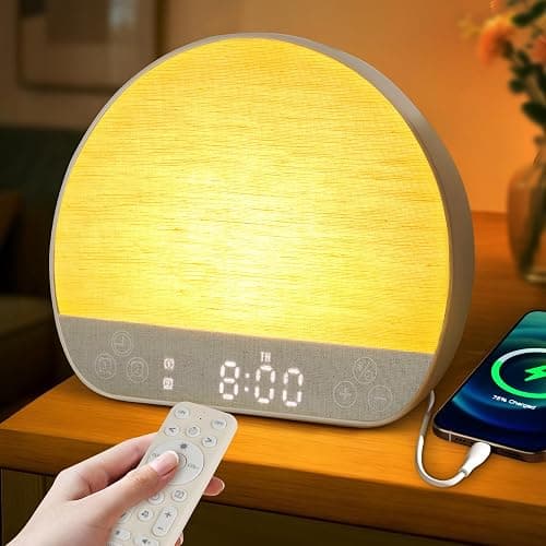 Sunrise Alarm Clock Sound Machine, Natural Wake Up Light - Bluetooth Speaker, Dual Alarms, Dimmable Clock, USB Charging, Snooze, 37 Sleep Sounds, 15 Colors, Timer- Night Light for Heavy-Sleepers Gift - Image 1