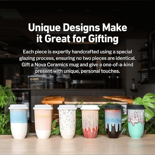 NOVA CERAMICS Coffee Tumbler – Travel Mug - On the Go Coffee Mug – Microwave & Dishwasher Safe Green Coffee Tumbler - Gifts For Women Men Him Her – 16oz – Monsoon thumbnail 6