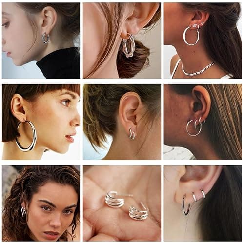 46 Pairs Gold Hoop Earrings Set for Women, Fashion Hypoallergenic Chunky Twisted Pearl Stud Earrings Multipack, Small Big Hoops Earring Packs Trendy for Christmas Birthday Party Jewelry Gift thumbnail 3