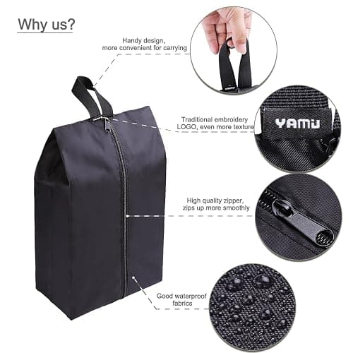 YAMIU Travel Shoe Bags Set of 4 Waterproof Nylon with Zipper for Men & Women, Black thumbnail 4