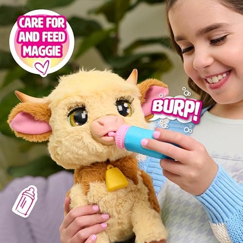 Just Play furReal Maggie The Feed & Follow Cow, 11 Inch Interactive Highland Mini Cow, for Boys and Girls, Ages 4 and up thumbnail 6