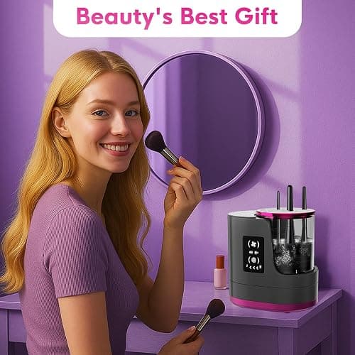 3 IN 1 Electric Makeup Brush Cleaner,Automatic Makeup Brush Cleaner with Makeup Brush Dryer,Portable USB Deep Cleaning for All Size Beauty Makeup Brush Set,Blush Brush (Grey) thumbnail 7