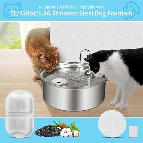 16 Set Dog Fountain Filter Replacement for 7L/230oz/1.8G Stainless Steel Dog Water Dispenser, YOIHABV Cat Fountain Filters, Triple Filtration Pet Water Filter, Replacement Filters and Sponges thumbnail 2