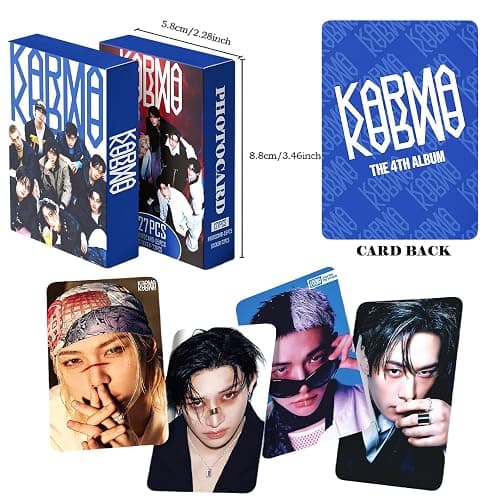 Stray Kids KARMA Album Gift Box Set, Including 55PCS KARMA Photocards, 100PCS Album Sticker Pack, 1 Lanyards, Card Holder, 1 Stray Kids Keychain and 2 Badge Gift for STAY Straykids Merch thumbnail 2