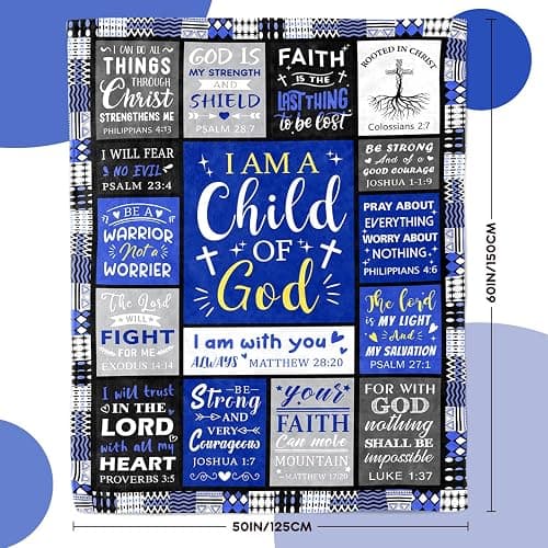 Christian Gifts for Men - Baptism Gifts for Boys & Men - Bible Verse Christian Blanket - Inspirational Birthday Religious Catholic Spiritual Confirmation Gift for Man Son Dad - Throw Blanket 50"x60" thumbnail 3
