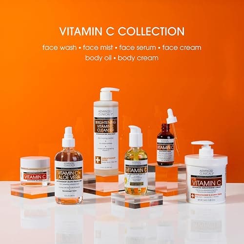 Advanced Clinicals Vitamin C Cream. Advanced Brightening Cream. Anti-aging cream for age spots, dark spots on face, hands, body. Large 16oz. thumbnail 8