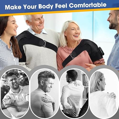 Cordless Shoulder Heating Pad with Massage, Heated Shoulder Wrap with Massage for Rotator Cuff Shoulder Brace, Shoulder Massager for Pain Relief Deep Tissue, Black thumbnail 2