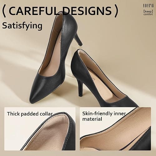IDIFU IN3 High Heels Pumps Closed Toe Heels Women's Pumps Stiletto Pointed Toe Dress Shoes Wedding Prom Bridal Work Office Bride Guest Trendy Dressy Fashion Comfortable Pump Shoes thumbnail 5