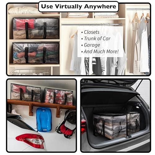 CLEARSPACE Large Moving Boxes & Storage Bags – Oversized Packing Bags with Backpack Straps, Zippers & Handles – Heavy-Duty for College Dorm, Christmas Decorations, 6 Pack thumbnail 6