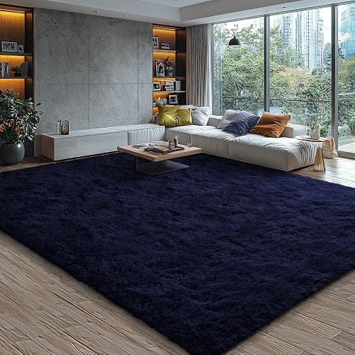 EVOIONOS Ultra Soft Area Rug for Bedroom, 4x6 Machine Washable Fluffy Shag Rug for Living Room, Plush Non Slip Carpet Indoor Floor Bedside Nursery Kids Girls Room Dorm, Home Decor Aesthetic, Navy Blue thumbnail 5