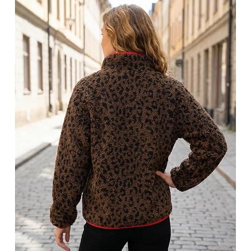Ainangua Fuzzy Half Zip Fleece Jacket Women Long Sleeve Sherpa Pullover Sweatshirt Casual Warm Winter Chunky Teddy Outerwear thumbnail 3