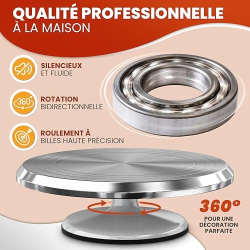 BakeBuddy Plateau Tournant Pâtisserie 30 cm Aluminium Antidérapant | Précis & Stable, Plateau Tournant Gâteau de Qualité, Ustensiles Professionnels pour Pâtisserie et Décoration de Gâteaux thumbnail 4