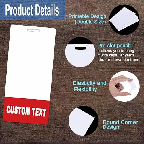 Custom Badge Buddy - Personalized Print Badge Buddy - Vertical - Print On Both Sides with Border - Durable and Water Resistant Ideal for Teachers, Nurses, Doctors, Security, Visitor, Healthcare thumbnail 5