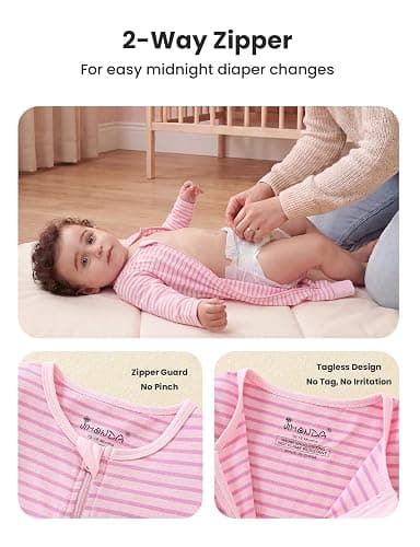 Jimonda Baby Sleeper Rompers,Unisex Boys Girls Zip-Front Pajamas One-Piece Footless Outfit 0-24 Months (Pack of 2 thumbnail 4