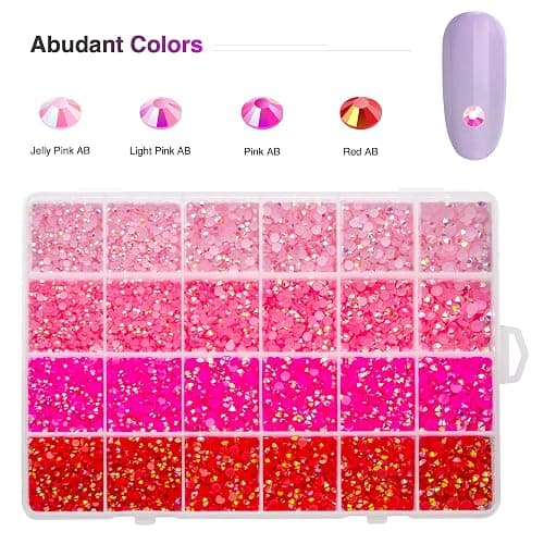 Liiouer Hot Pink Rhinestones, Crystal Bling Gemstones Mixed Color Rhinestones for Crafts, 16000PCS AB Color Non-Hotfix Flatback Resin Jelly Rhinestones for Tumblers, DIY Decoration Mixed Size 3/4/5mm thumbnail 4
