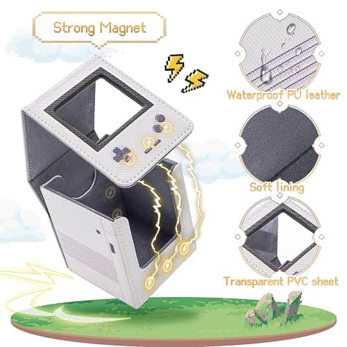 Retro Gaming Console Appearance MTG Deck Box with Commander Display, Card Deck Case Fit 120 Single Sleeved Cards, PU Leather Magnetic Card Storage Box with 2 Dividers, Compatible with TCG/PTCG (Pink) thumbnail 7