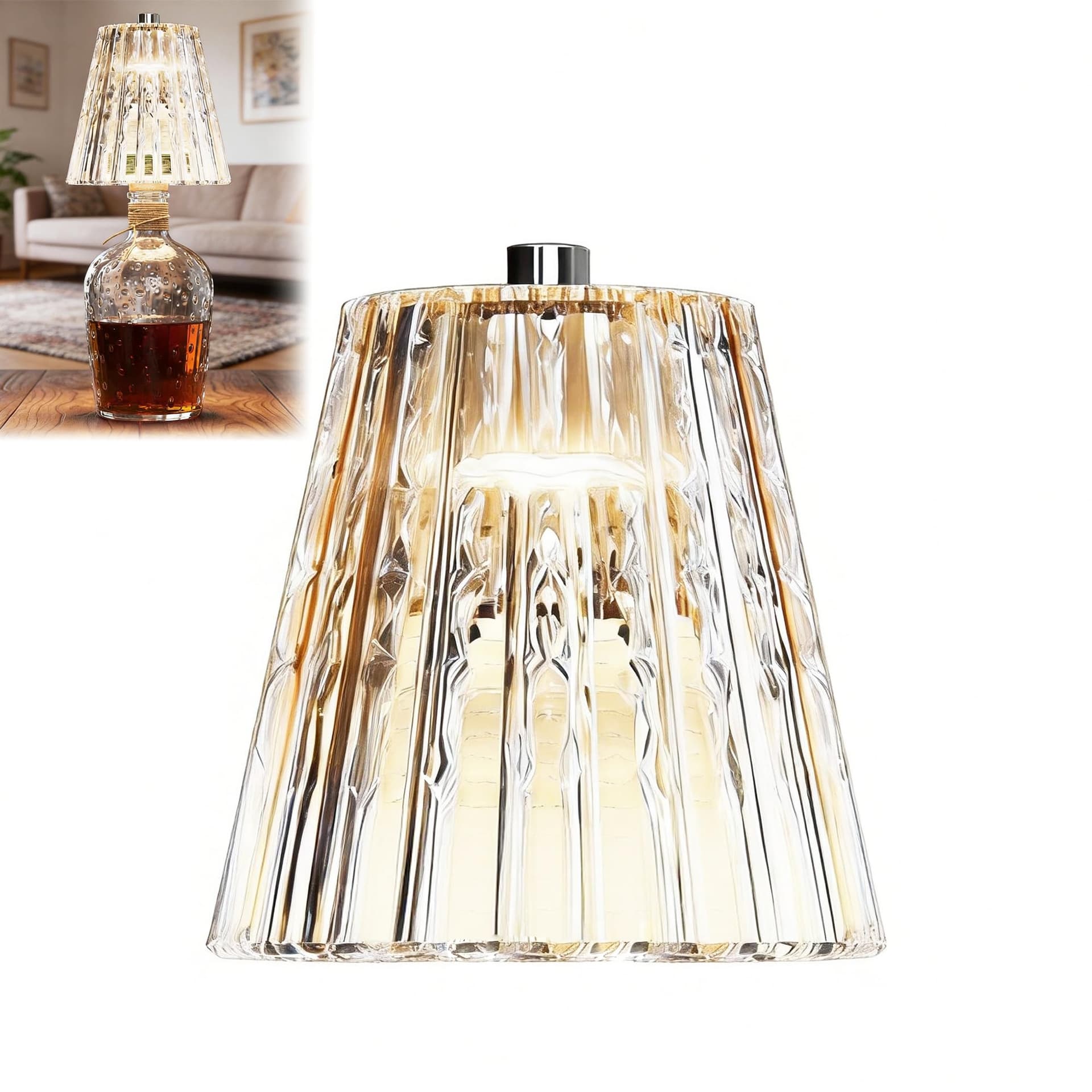 JOLLYTOPIA Wireless Bottle Lamp Shade Rechargeable 3 Color Touch Control Dimming for Liquor Bottles - Image 1