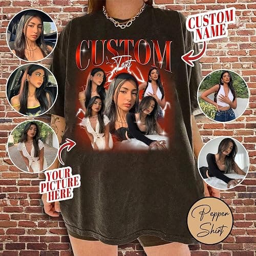 Custom Your Own Bootleg Rap Tee Shirts, Custom Your Text Vintage Shirt, Custom Graphic Tees, Christmas Birthday Gifts, Gifts for Boy Girl Friend Multi thumbnail 2