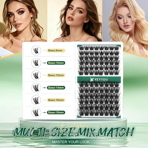 Lash Clusters 96pcs Individual Lashes Y02 D Curl 10-18MIX Cluster Lashes KEYYOU Volume Wispy Lash Extension Soft&Comfortable Easy DIY at Home(Y02,D-10-18MIX) thumbnail 4