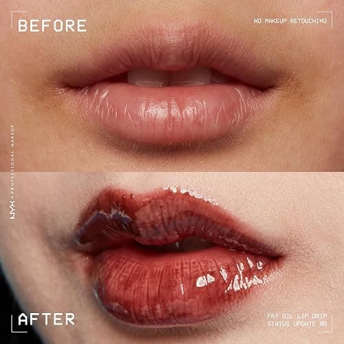 NYX PROFESSIONAL MAKEUP Fat Oil Lip Drip, Moisturizing Lip Oil Gloss, Vegan Tinted Formula, Up to 12 HR Hydration - Status Update (Rich Chocolate) thumbnail 7