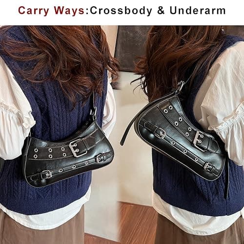 Sanxine Shoulder Bags for Women Small Y2k Purses Punk Shoulder Purse Lightweight Hobo Bag Handbags Trendy Crescent Bags thumbnail 2