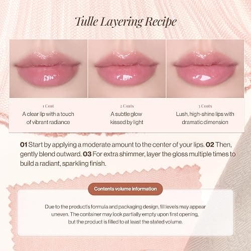 ENTROPY MAKEUP Tulle Lip Gloss, Lightweight 3D Pearl Shimmer, Ultra-Gloss High Shine, Non-Sticky Moisturizing Lip Gloss with Peptide Complex, Robe thumbnail 14