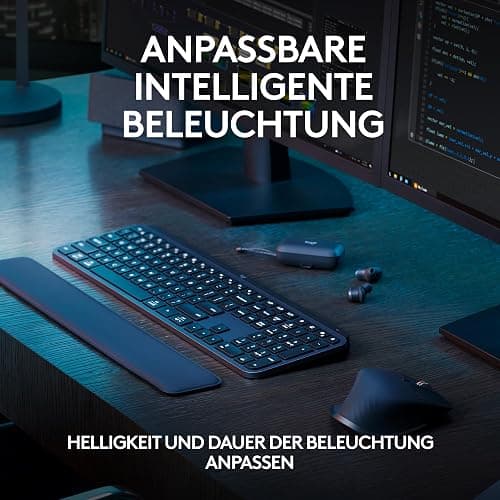 Logitech MX Keys S kabellose Tastatur, Low Profile, Fluid Quiet Typing, Programmable Keys, Backlighting, Bluetooth, USB C Rechargeable, für Windows PC, Linux, Chrome, Mac, Deutsches QWERTZ - Grau thumbnail 4