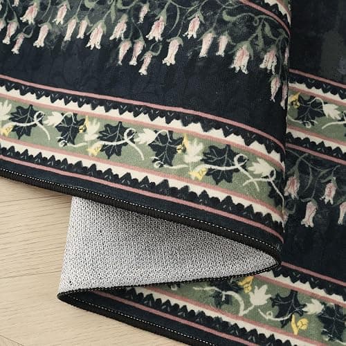 Rugcomf Runner Rug Impressionist-Style Vintage Kitchen Rugs Non Slip Washable Soft Carpet Runner for Kitchen Laundry Bedroom Bathroom, Green thumbnail 5