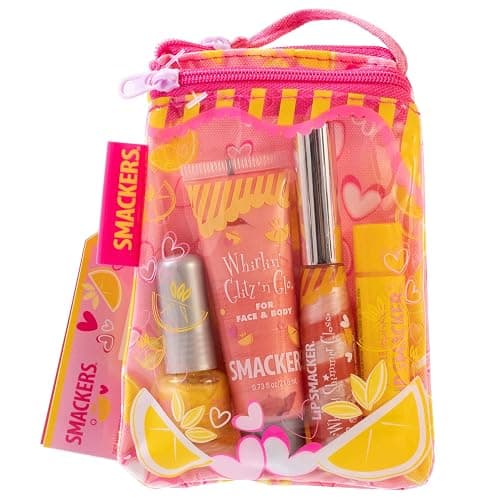 Lip Smacker Pink Lemonade Glam Bag Makeup Set for Girls | Lip Balm, Lip Gloss, Nail Polish, & Lotion | Christmas Make Up Collection | Holiday Present | Gift for Girls | Set of 4 - Image 1