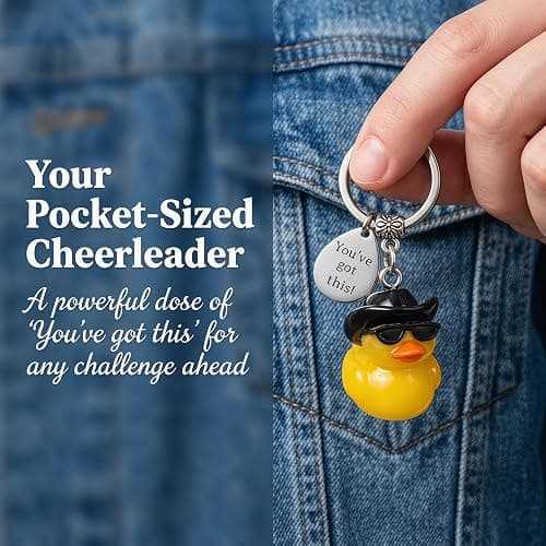 Virelle Encouragement Duck Keyring Good Luck Charm for Exams – You’ve Got This Small Duck Keychain Thoughtful Sentimental Gift for Women Students thumbnail 5