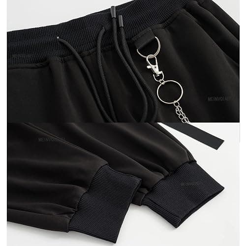 MEINVQIAOTI Black Cargo Pants for Women Techwear Women Loose Street Rock Style Casual Black Pants with Chain Goth Pants thumbnail 9