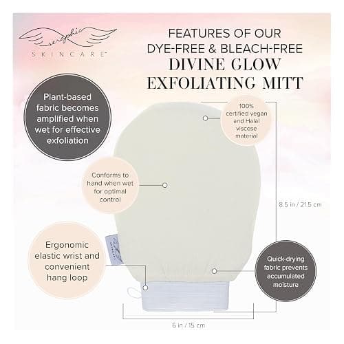 Seraphic Skincare (Original) Divine Glow Exfoliating Mitt (2pcs) – 100% Vegan Viscose Traditional Body Scrub Glove Kessa Korean Washcloth – Body Exfoliator for Self-Tan Removal & Keratosis Pilaris thumbnail 3