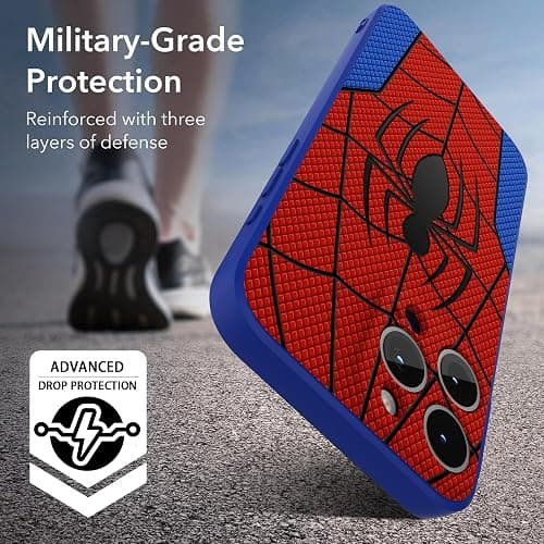 LPAYUHDB Superhero Style Comic Silicone Protection Pattern Case for iPhone 13 pro max, Lovely Spider Image case for iPhone 13 pro max, Non Slip Protection Case for Boys and Girls (BLUE-SPIDER-T101) thumbnail 6