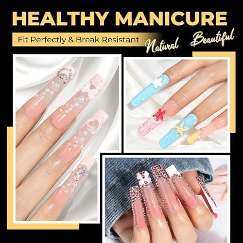 UNA GELLA Extra Long Square Nail Tips Pre-filed 240Pcs Square Gel Nail Tips | No C Curve XXL Long Press on Nails Full Cover Straight for Nails Extension Home DIY Salon 12 Sizes thumbnail 2