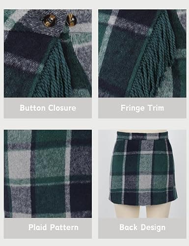 Tanming Plaid Skirts for Women High Waist Bodycon Pencil Fringe Mini Skirts Fall Winter Wool Wrap Skirt thumbnail 4