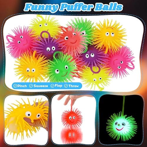 24 PCS Light Up Balls Party Favors for Kids 4-8 8-12 Sensory Squeeze Toys Bulk LED Puffer Balls Classroom Prizes Goodie Bags Stuffers Pinata Fillers Birthday End of Year Student Return Gifts thumbnail 3