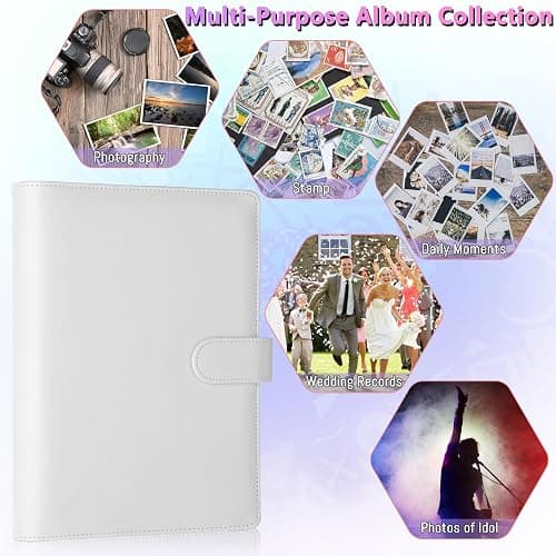 Antner A5 Kpop Photocard Binder 6-Ring Card Collector Album with 40 Pack Card Sleeves, PU Leather Photocard Holder Book with Multi-Size Photo Protectors for Organizing Trading Cards, White A5 Binder thumbnail 8