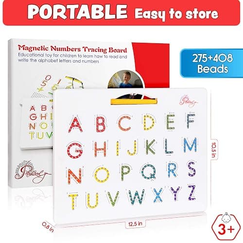 Magnetic Alphabet Tracing Board - double sided letters & numbers Magnetic Tracing Board, ABC magnets learn to write with magnetic pen, STEM toy letters learning, handwriting games, writing montessori thumbnail 2
