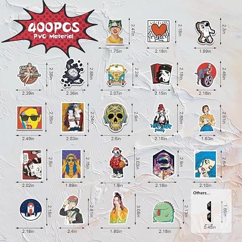 Arme Stickers Pack, 400 PCS Cool Stickers Decals, Random Sticker for Waterbottles Laptop Computer Vinyl Waterproof Sticker, Skateboard Stickers for Adults thumbnail 2