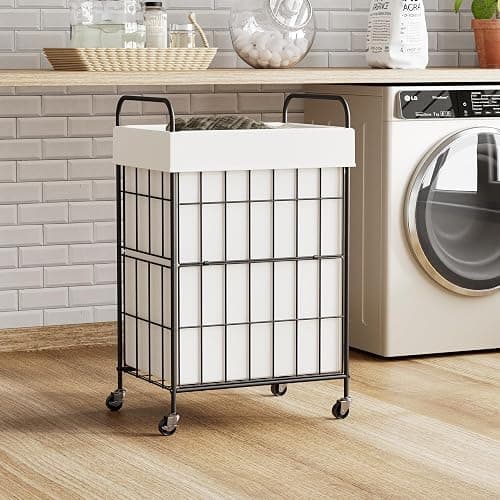 Laundry Hamper with Wheels, 90L Laundry Basket with Handle, Laundry Sorter with Removable Liner Bag thumbnail 2