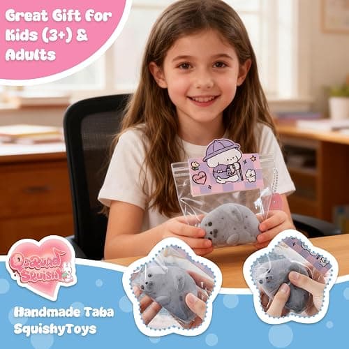 QCROAD SQUISHY Handmade Taba Seal Squishy Stress Relief Toys - Ultra Soft Silicone Squeeze Toys for Kids & Adults, Reusable Non-Violent Squishy Toys for Stress Relief & Relaxation thumbnail 6