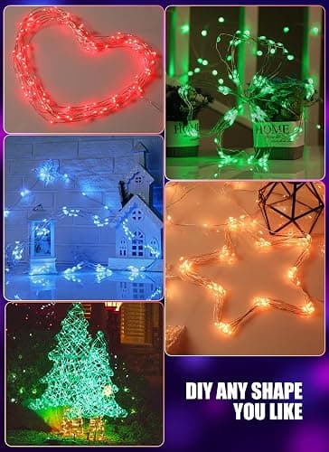 Minetom Upgraded Color Changing Fairy String Lights - 33 ft 100 LED 24 Colors USB Silver Wire Lights with Remote and Timer for DIY Bedroom Party Indoor Christmas Decoration, Adapter Included thumbnail 7