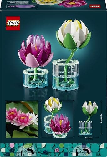 LEGO Botanicals Seerosen - Kunstblumen Set mit 2 künstlichen Topfpflanzen in transparenten Vasen - DIY Kinderzimmer Deko - Geschenk für Mädchen ab 9 Jahren & Erwachsene Blumenliebhaber - 11511 thumbnail 10